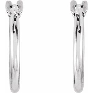 14K White Gold Pair Youth Hinged Hoop Earrings, Length: 12.5 Mm, Thickness: 2 Mm