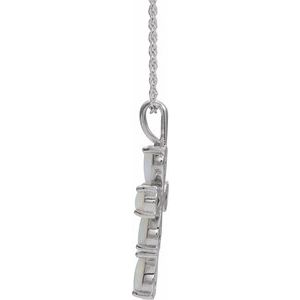 14K White Gold Pear 5 X 3 Mm Natural Cabochon White Opal Cross Necklace, Length: 18 In