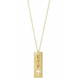 14K Yellow Gold 18 X 7.9 Mm 16-18 In Polished Pierced Cross Necklace