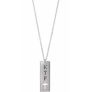 Sterling Silver 18 X 7.9 Mm 16-18 In Polished Pierced Cross Necklace
