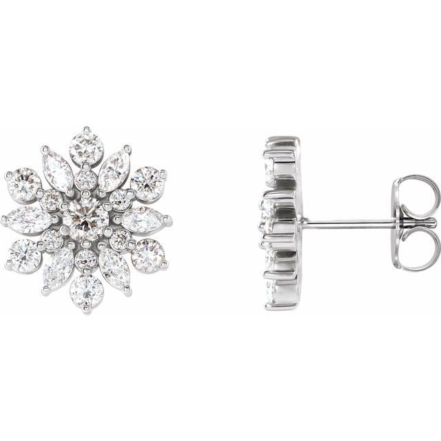 14K White Gold 3 Mm Round Friction Back Polished 1 Ctw Natural Diamond Vintage-Inspired Stud Earrings