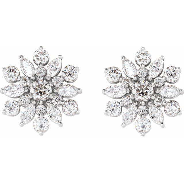 14K White Gold 3 Mm Round Friction Back Polished 1 Ctw Natural Diamond Vintage-Inspired Stud Earrings
