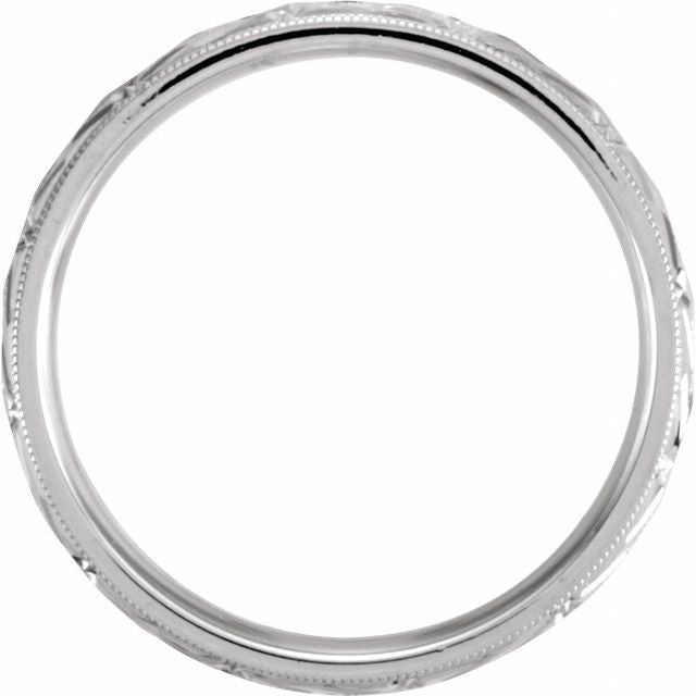 14K White Gold Polished Design Band, Size 9