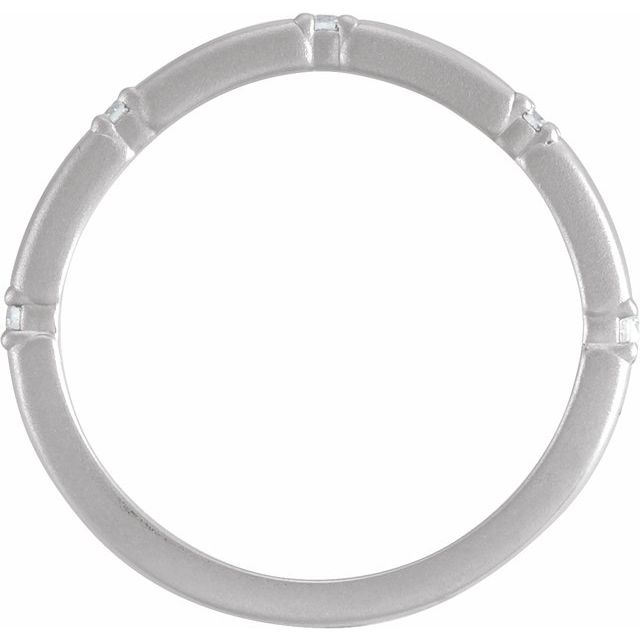 14K White Gold Bead Blast/Matte Polished .07 Ctw Natural Diamond Five-Stone Anniversary Band, Size 7