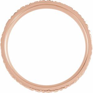 14K Rose Gold 6 Mm Polished Tree Bark Patterned Comfort-Fit Band Size 10.5