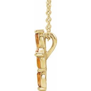 14K Yellow Gold Marquise 4 X 2 Mm Natural Citrine Cross Necklace, Length: 18 In
