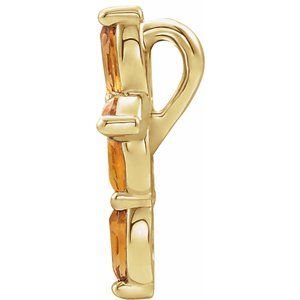 14K Yellow Gold Marquise 4 X 2 Mm Natural Citrine Cross Pendant