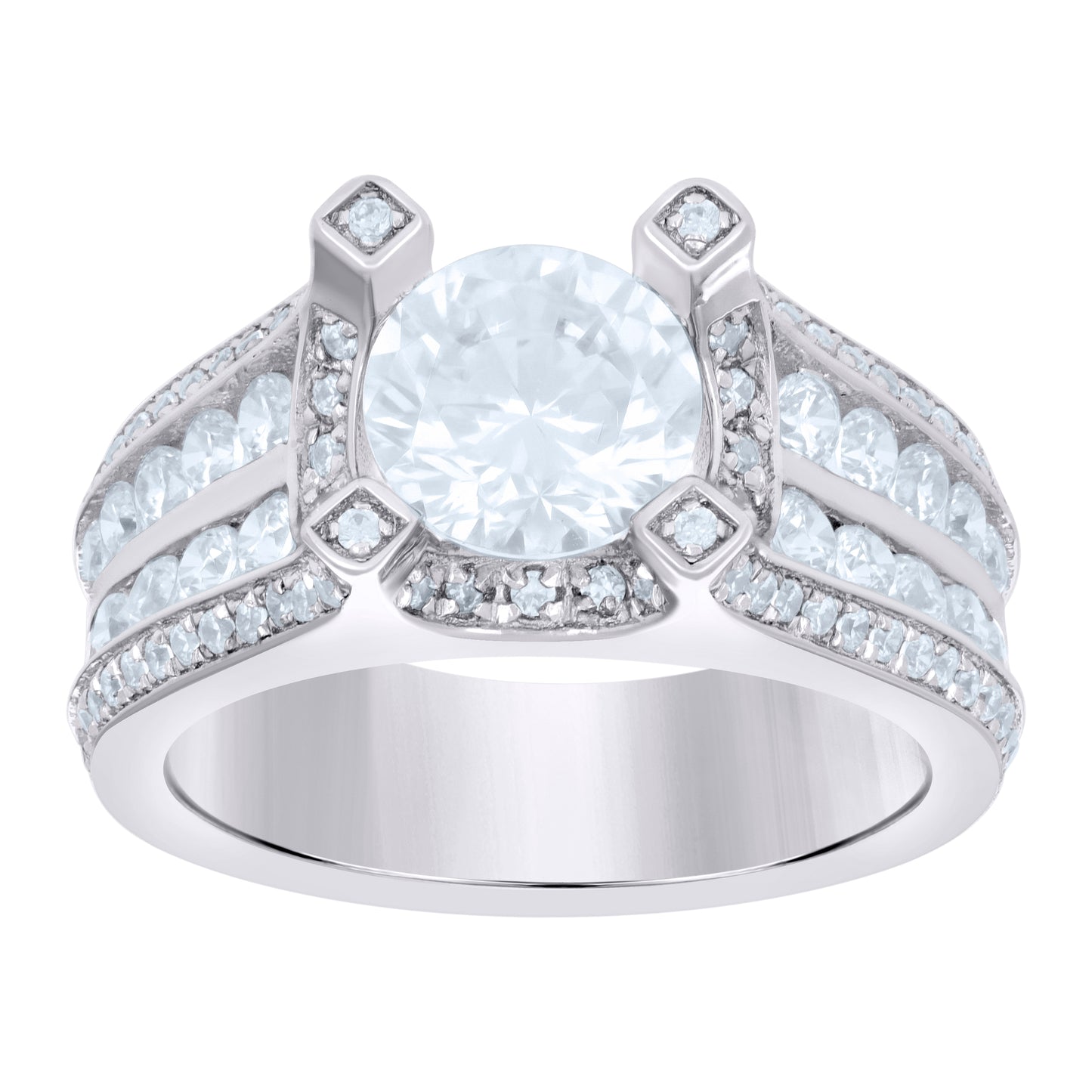 Sterling Silver Women's Cubic Zirconia Bridal Anniversary Engagement Wedding Ring