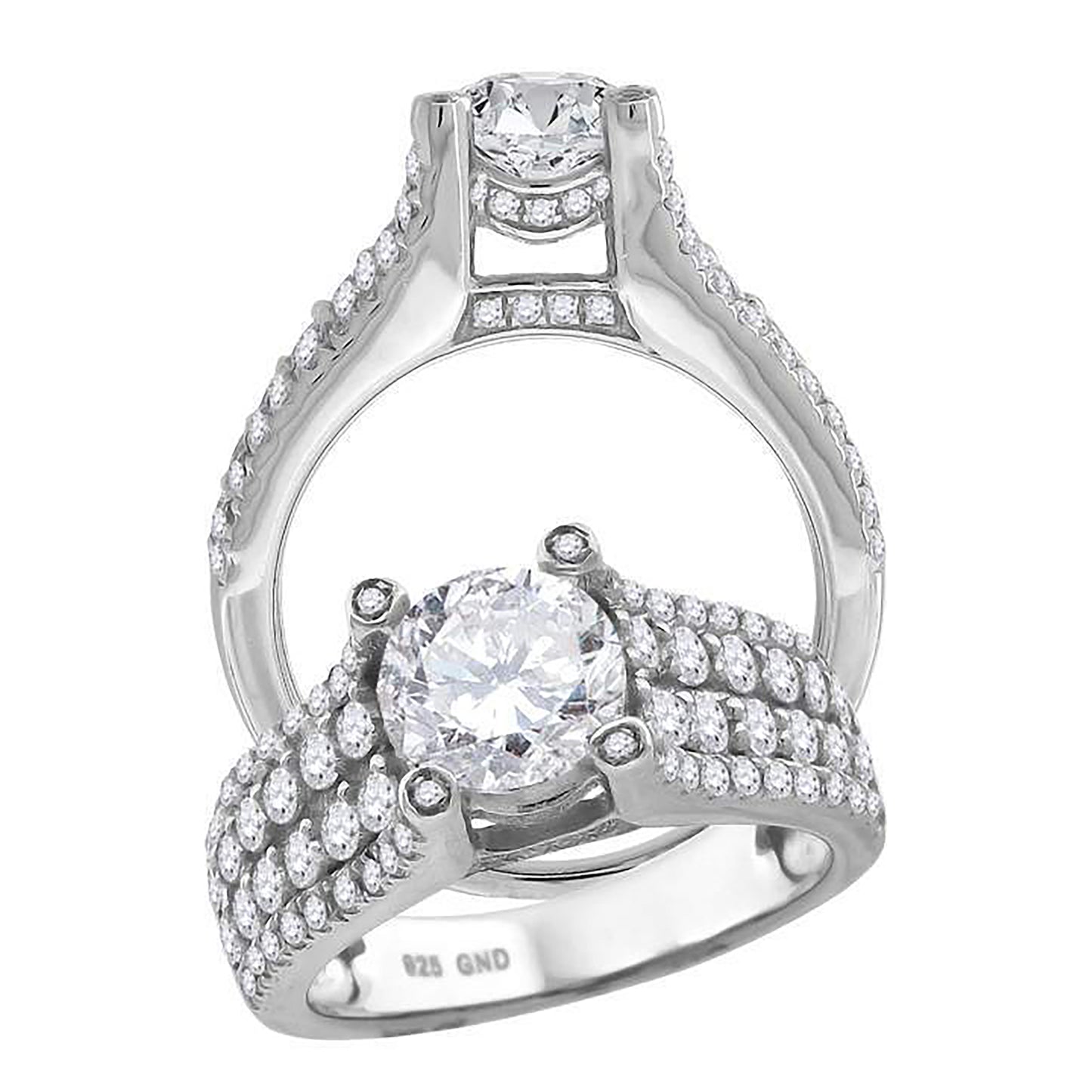 Sterling Silver Women's Cubic Zirconia Bridal Anniversary Engagement Wedding Ring