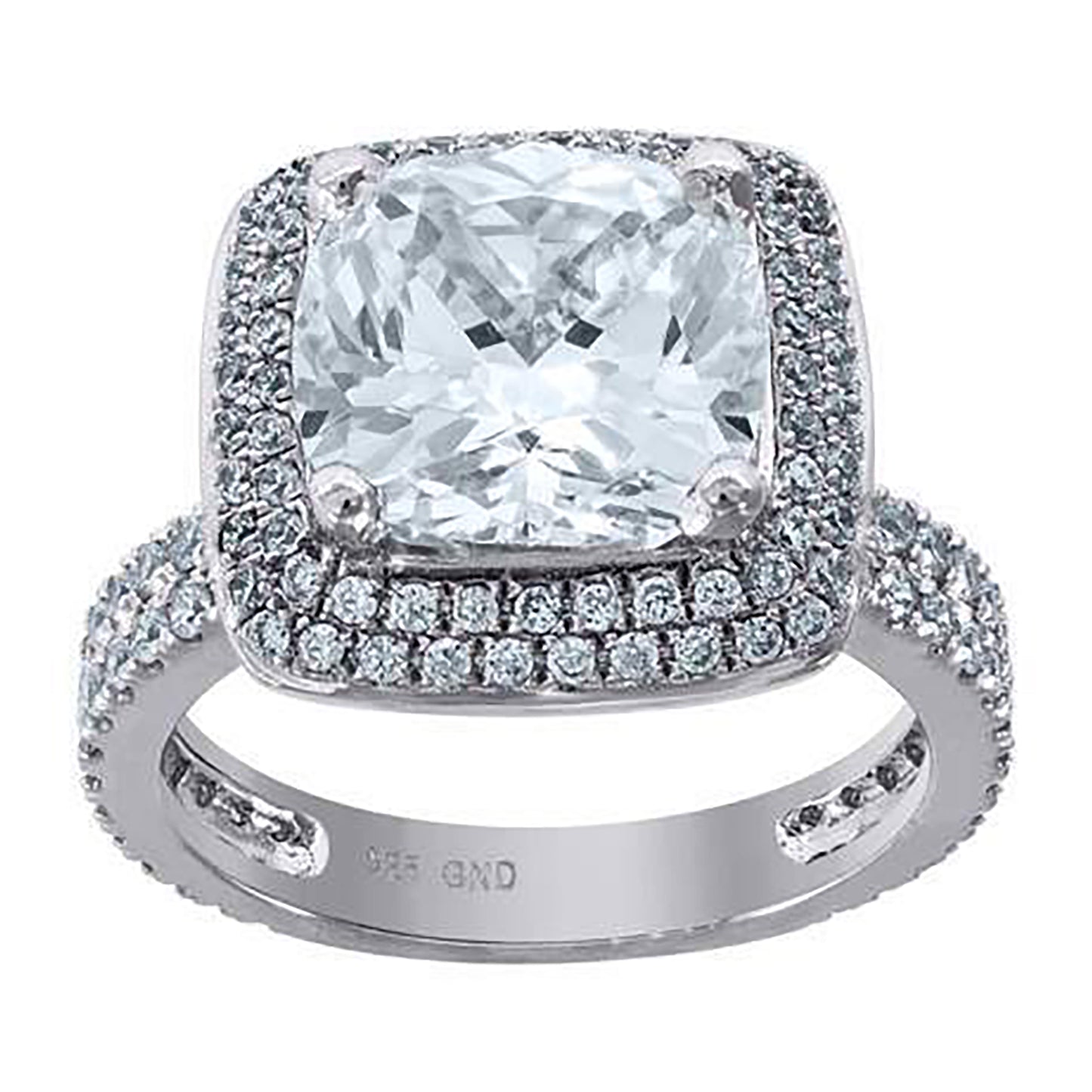 Sterling Silver Women's Cubic Zirconia Square Head Bridal Anniversary Engagement Wedding Ring