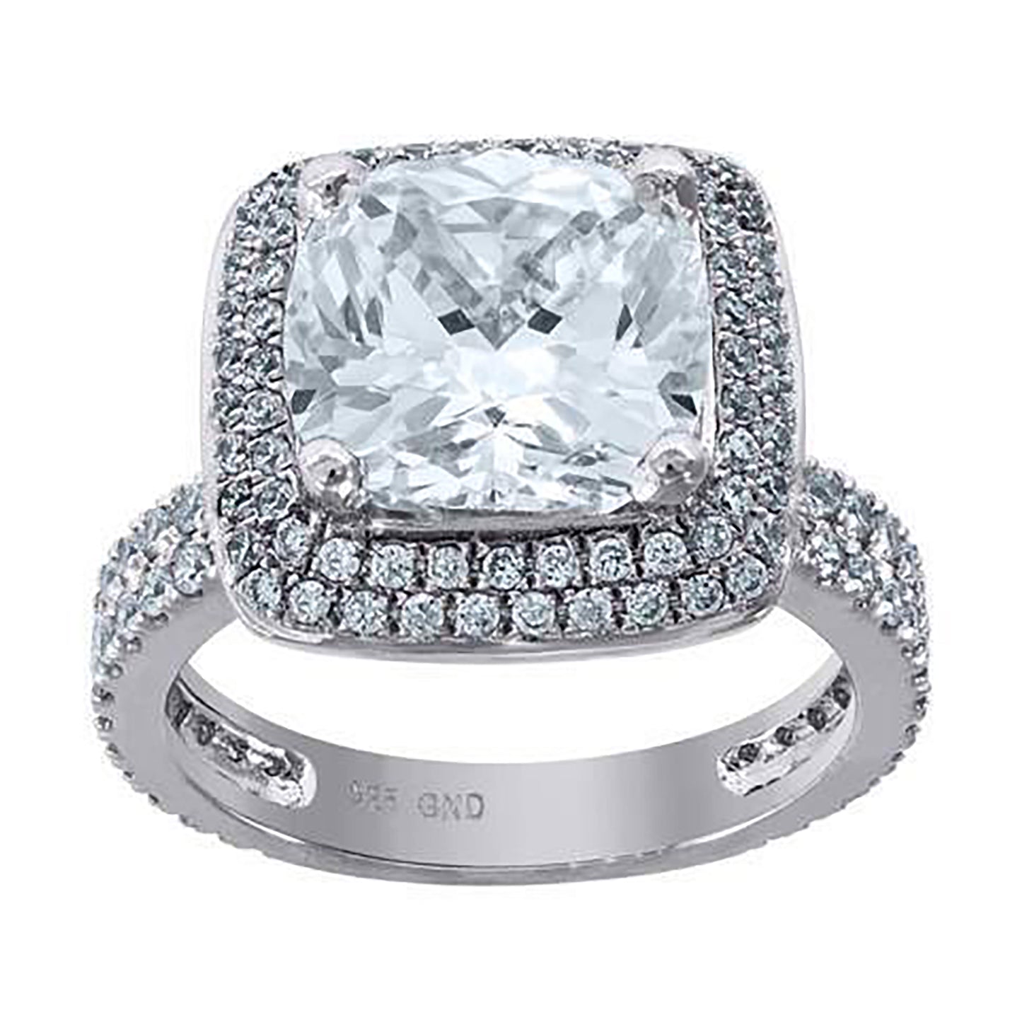 Sterling Silver Women's Cubic Zirconia Square Head Bridal Anniversary Engagement Wedding Ring