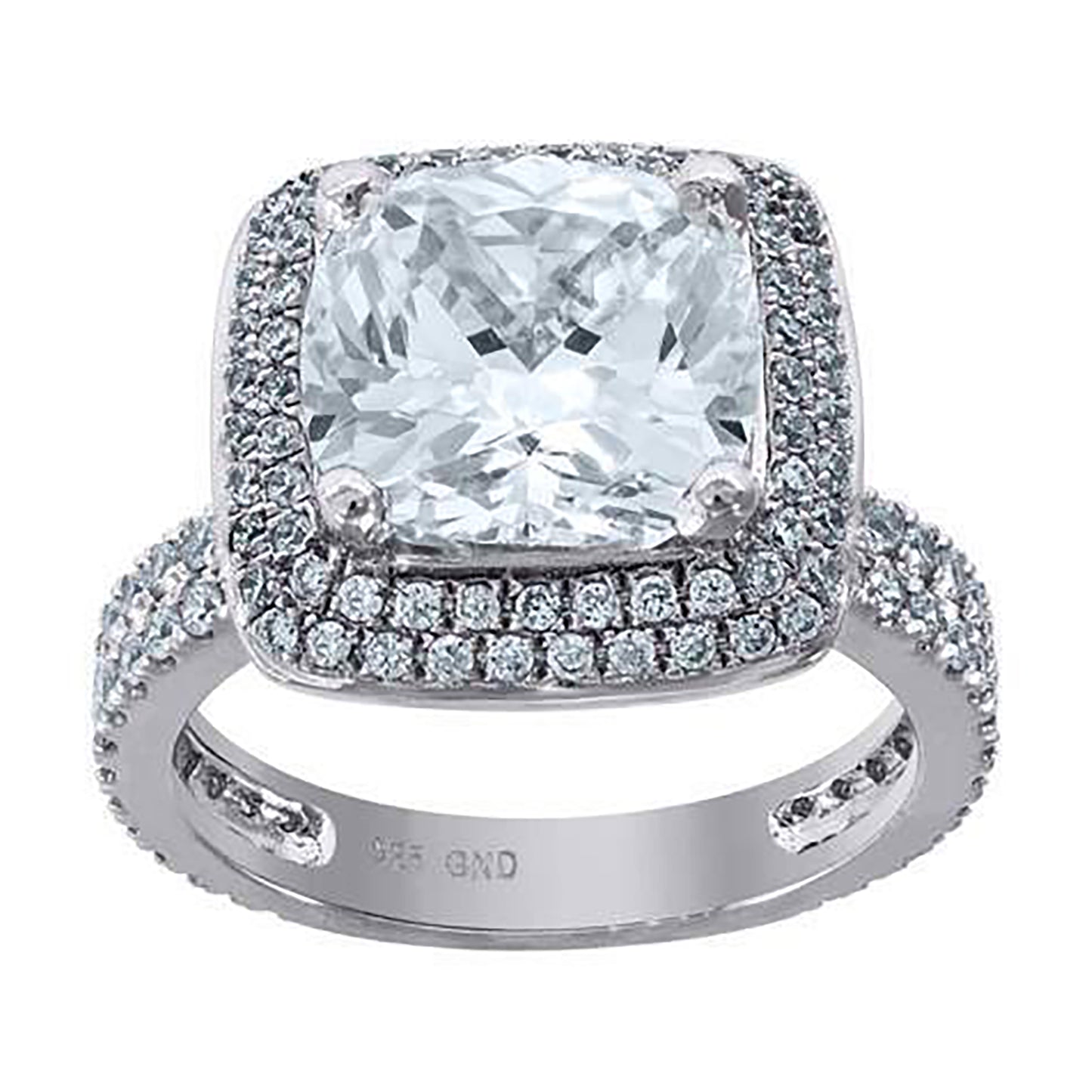 Sterling Silver Women's Cubic Zirconia Square Head Bridal Anniversary Engagement Wedding Ring