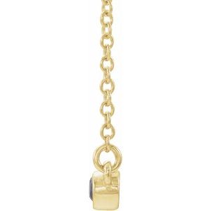 14K Yellow Gold Round 2 Mm Natural Blue Sapphire Bar Necklace, Length: 16 In