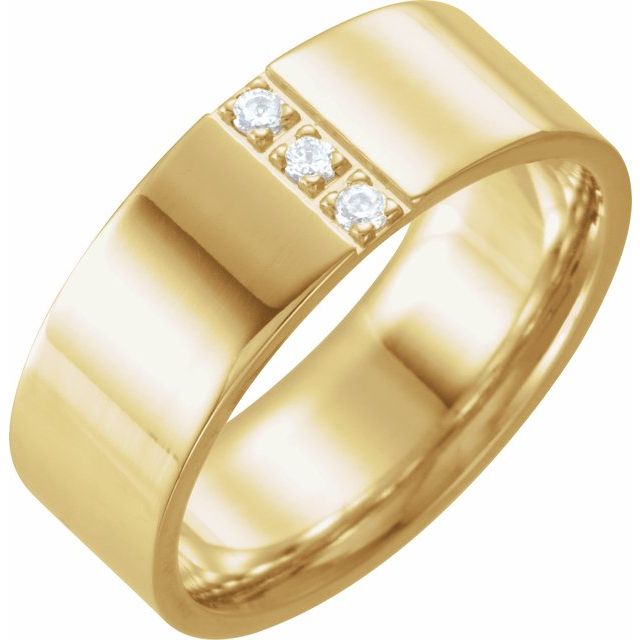 14K Yellow Gold Polished 1/10 Ctw Natural Diamond Band, Size 10