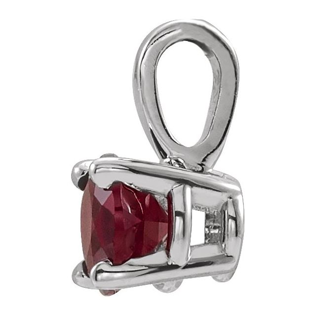 Sterling Silver Round 6 Mm Polished Imitation Ruby Birthstone Pendant