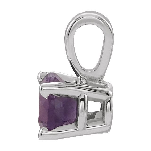 14K White Gold Round 4 Mm Polished Natural Amethyst Birthstone Pendant