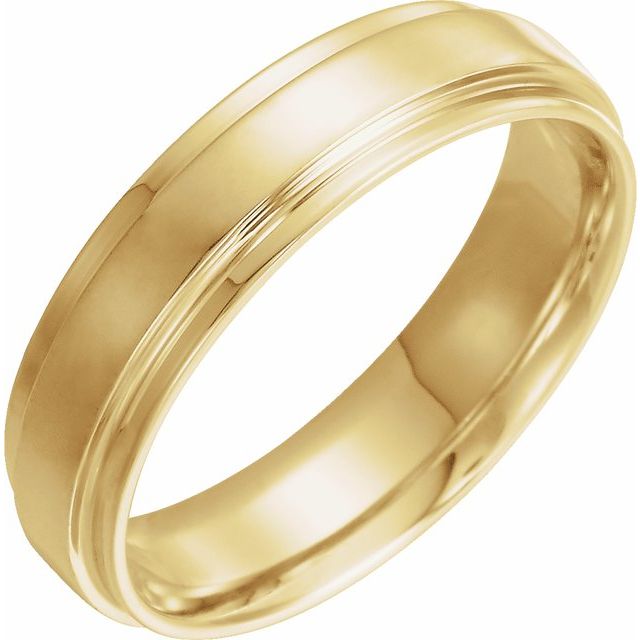 14K Yellow Or White Gold Or Sterling Silver Polished Comfort-Fit Flat Inlay Band