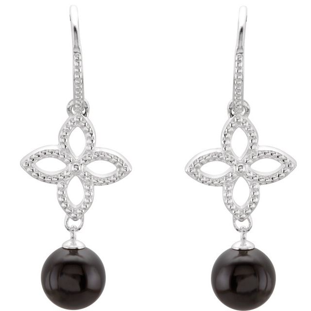 Sterling Silver 8 Mm Round Backless Polished Natural Onyx Earrings