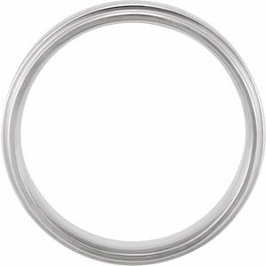 18K White Gold Polished Comfort-Fit Flat Edge Band Size 12