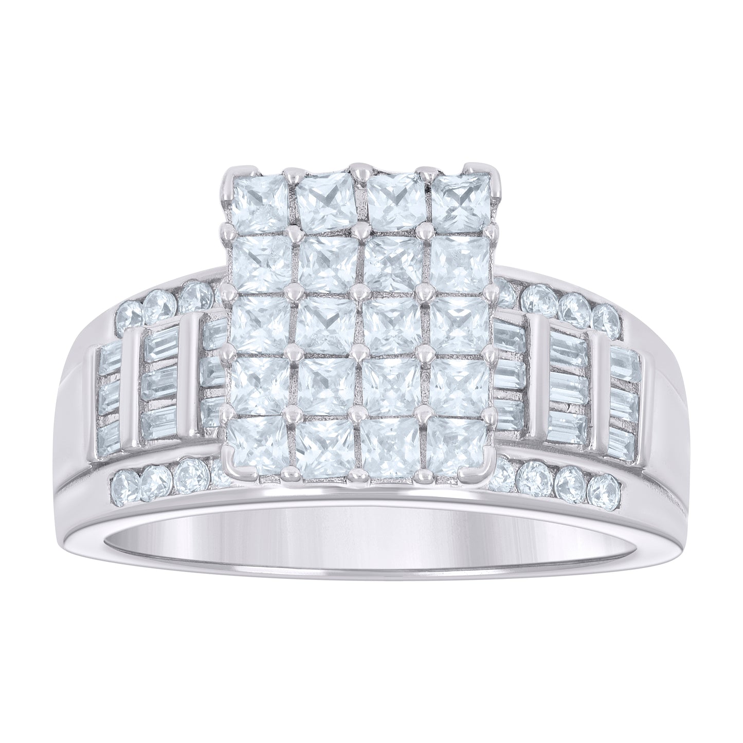 Sterling Silver Womens Cubic Zirconia Cinderella Bridal Anniversary Wedding Engagement Band Ring