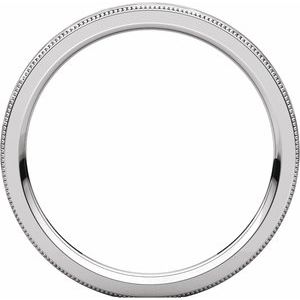14K White Gold 2 mm Flat Milgrain Band with Satin & Hammered Texture Size 5.5