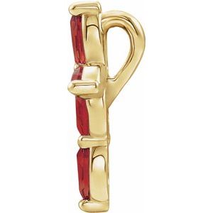 14K Yellow Gold Marquise 4 X 2 Mm Natural Mozambique Garnet Cross Pendant