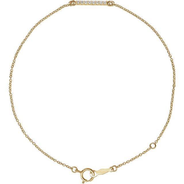 14K Yellow Or White Or Rose Gold Round 1.3 Mm 6 1/2-7 1/2 In I1, G-H Polished Natural Diamond Bar Bracelet