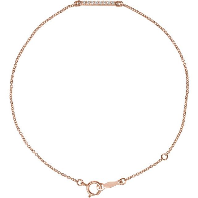 14K Yellow Or White Or Rose Gold Round 1.3 Mm 6 1/2-7 1/2 In I1, G-H Polished Natural Diamond Bar Bracelet