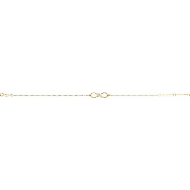 14K Yellow Or White Gold Round 1.3 Mm 21.8 X 6.2 Mm 6 1/2-7 1/2 In I1, G-H Polished 1/8 Ctw Natural Diamond Infinity Bracelet