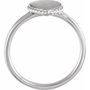 Sterling Silver Teardrop 12 X 9.3 Mm Brush Polished Signet Ring Size 7