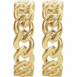 14K Yellow Gold Pair Chain Link Hinged Hoop Earrings, Length: 19.6 Mm, Thickness: 5.2 Mm