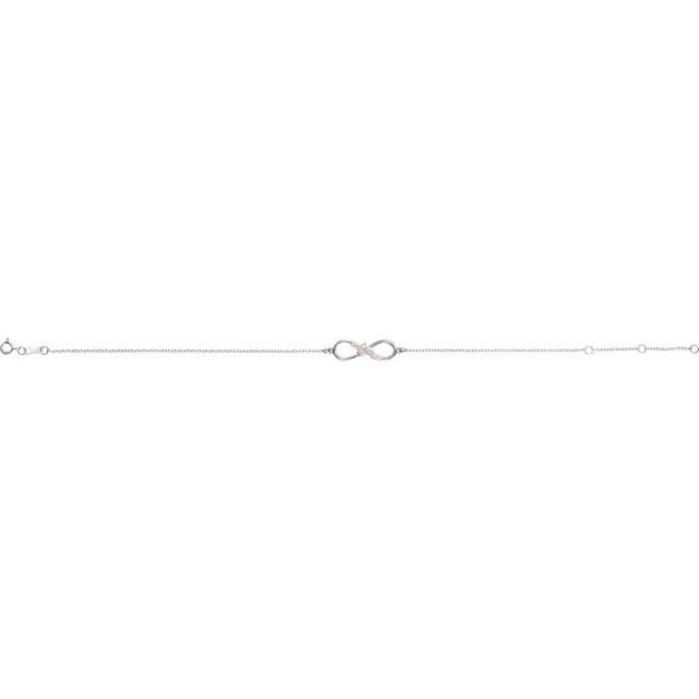 14K Yellow Or White Gold Round 1.3 Mm 21.8 X 6.2 Mm 6 1/2-7 1/2 In I1, G-H Polished 1/8 Ctw Natural Diamond Infinity Bracelet