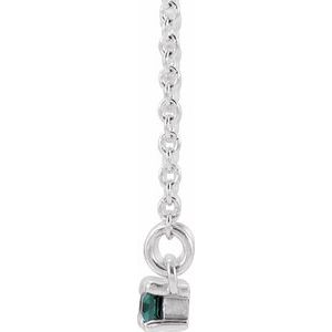 14K White Gold Straight Baguette 4 X 2Mm G-H I1 Lab-Grown Alexandrite And 1/6 Ctw Natural Diamond Bar Necklace, Length: 18 In