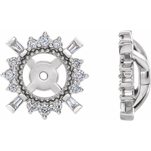 14K White Gold 4.9 Mm Polished 1/6 Ctw Natural Diamond Earrings Jackets