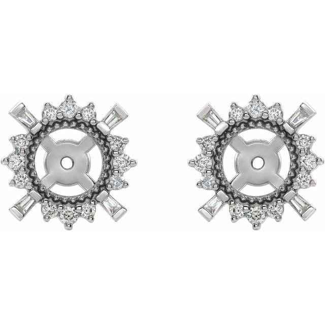 14K White Gold 4.9 Mm Polished 1/6 Ctw Natural Diamond Earrings Jackets