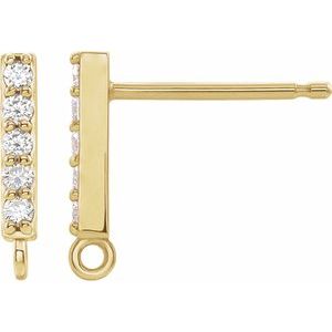 14K Yellow Gold Round 1.3 Mm .04 Ctw Natural Diamond Bar Earring Top