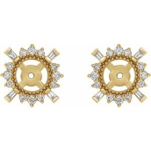 14K Yellow Gold 1/6 CTW Natural Diamond Halo-Style Earring Jackets with 4.9 mm ID