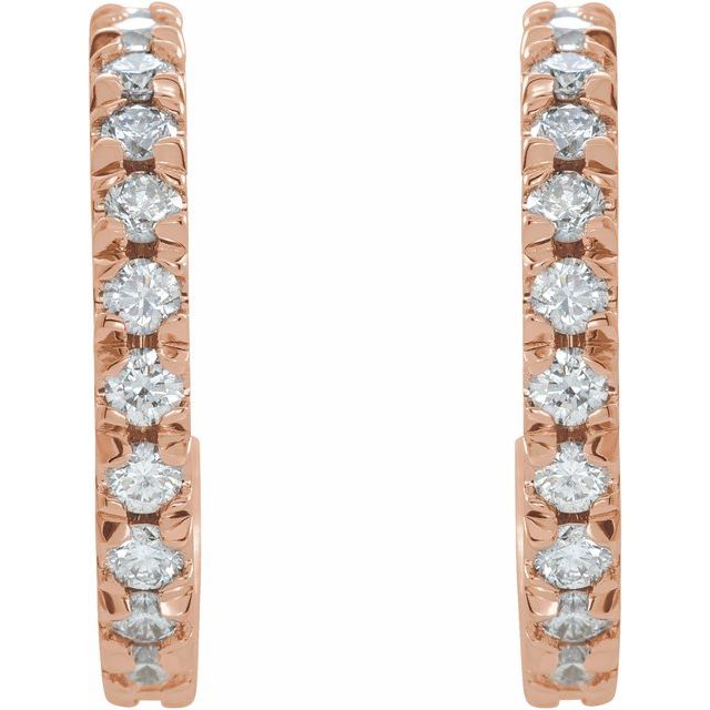14K Yellow Or White Or Rose Gold Round 1.7Mm Si1-Si2, Gh Friction Back Polished Lab-Grown Diamond French-Set C-Hoop Earrings