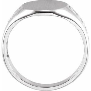 Sterling Silver Oval 15.36 X 13 Mm Brush Polished Signet Ring Size 11
