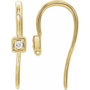 14K Yellow Gold Round 1.4 Mm .015 Ct Natural Diamond Earring Top