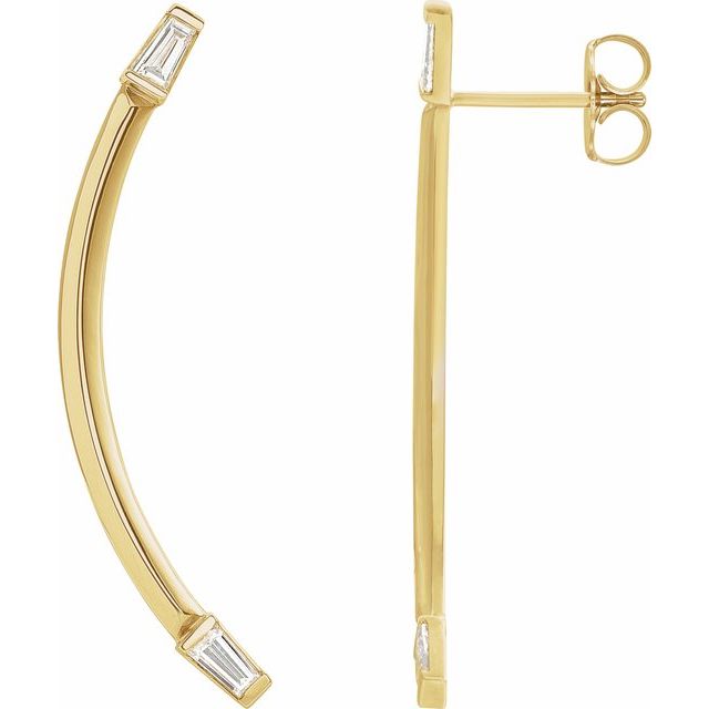 14K White Or Yellow Gold Tapered Baguette 3.5 X 2 X 1.5 Mm Friction Backs Polished 1/4 Ctw Natural Diamond Bar-Set Drop Earrings