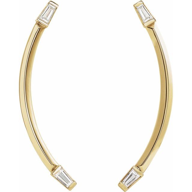 14K White Or Yellow Gold Tapered Baguette 3.5 X 2 X 1.5 Mm Friction Backs Polished 1/4 Ctw Natural Diamond Bar-Set Drop Earrings