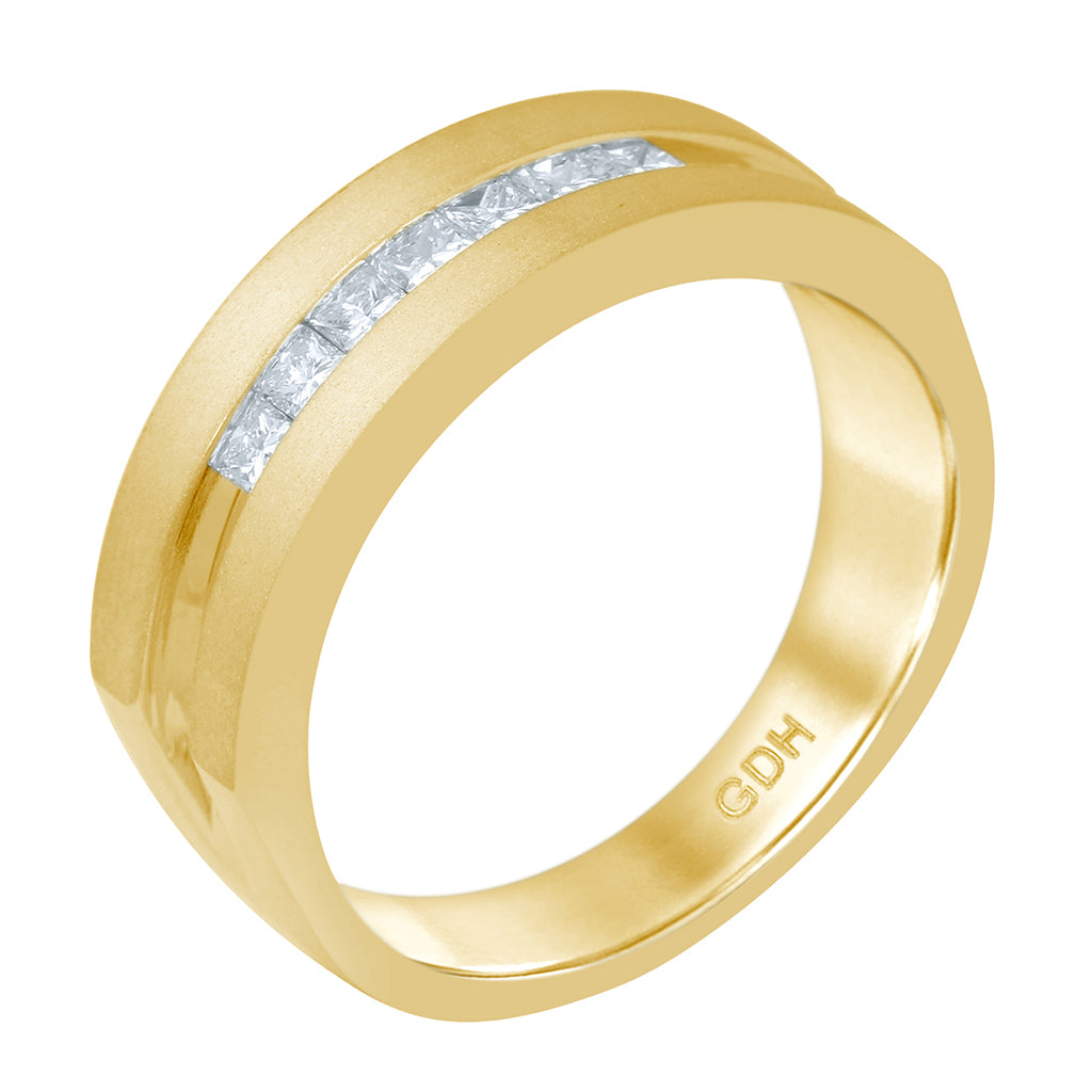 14K Yellow Gold 0.46-0.56 Cttw Diamond Mens Band