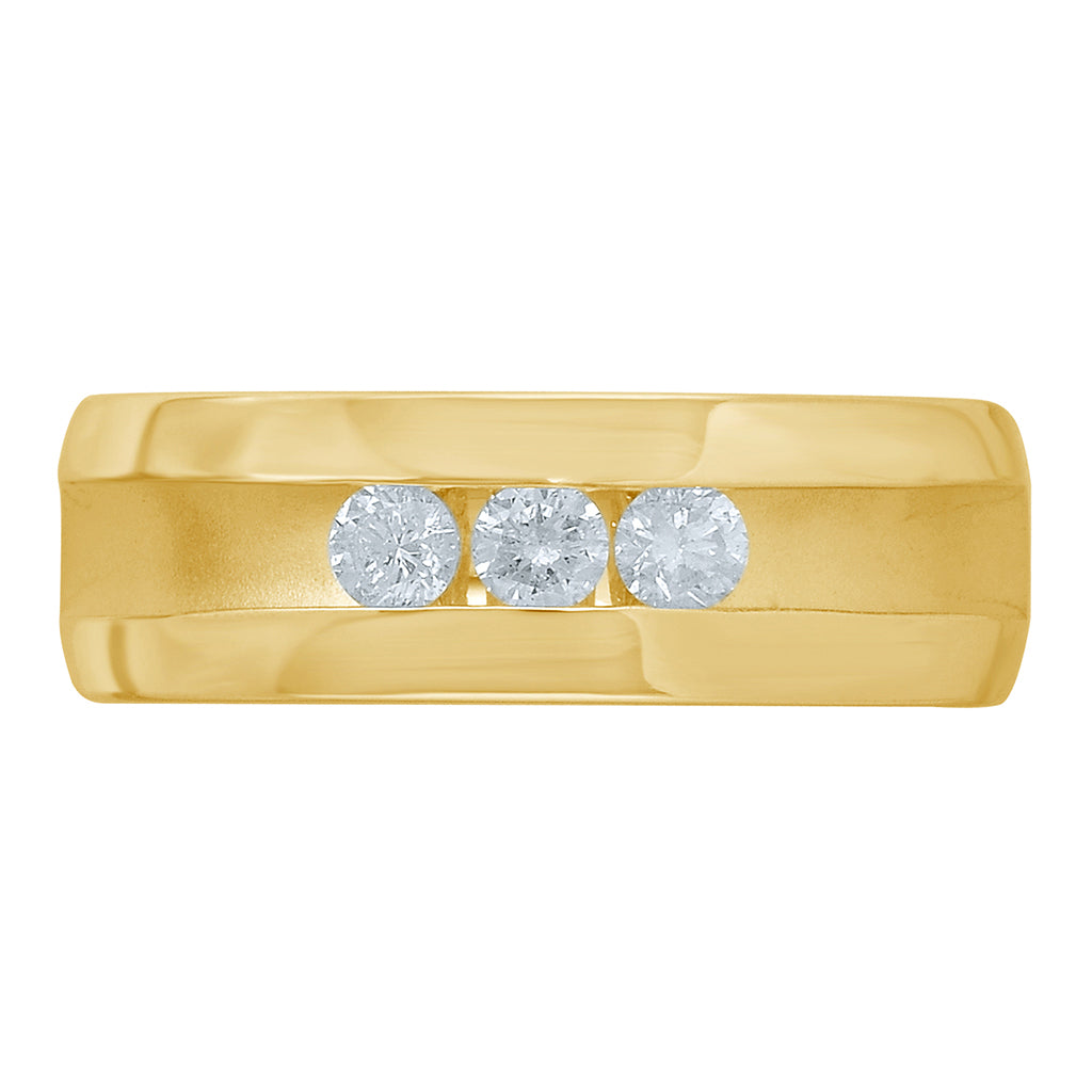 14K Two Tone Gold 0.46-0.52 Cttw Diamond Mens Band