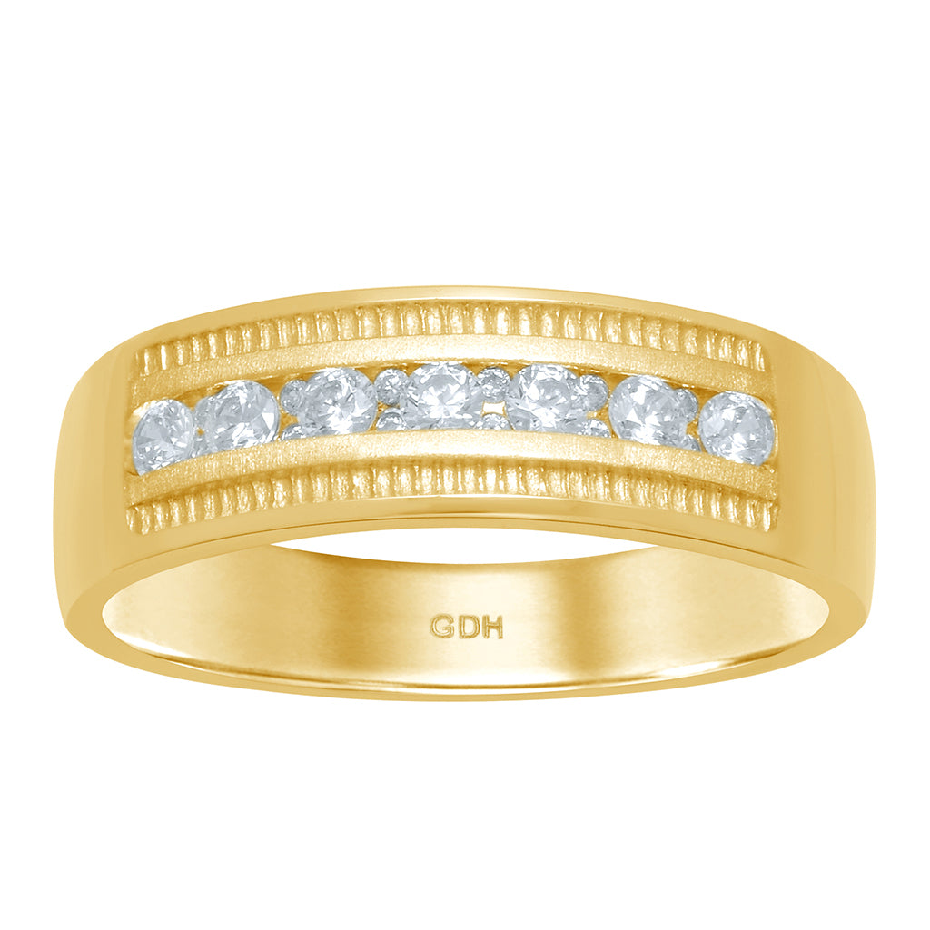 14K Yellow Gold 0.37- 0.43 Cttw Diamond Mens Band