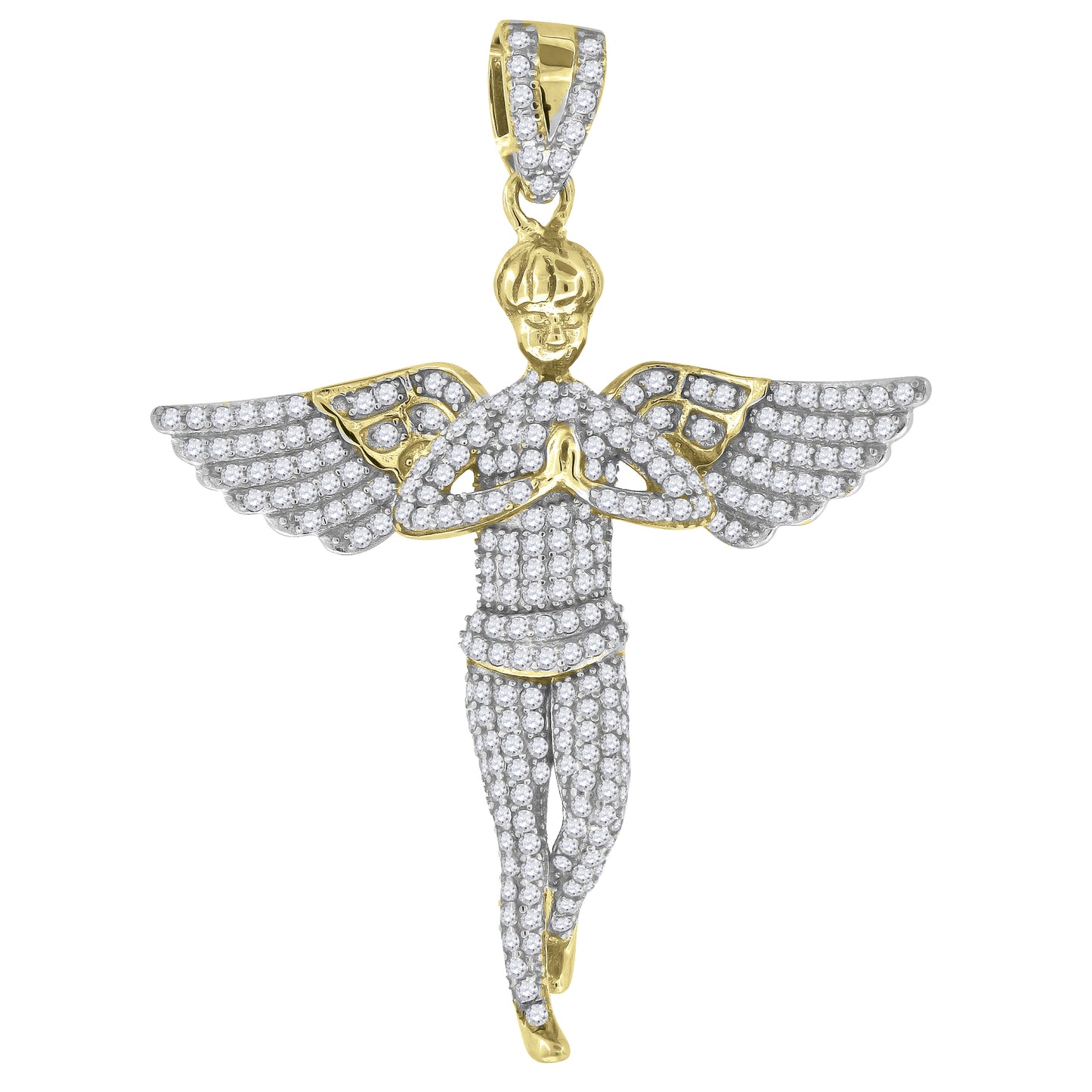 Sterling Silver Cubic Zirconia Angel Unisex Cluster Pendant Charm