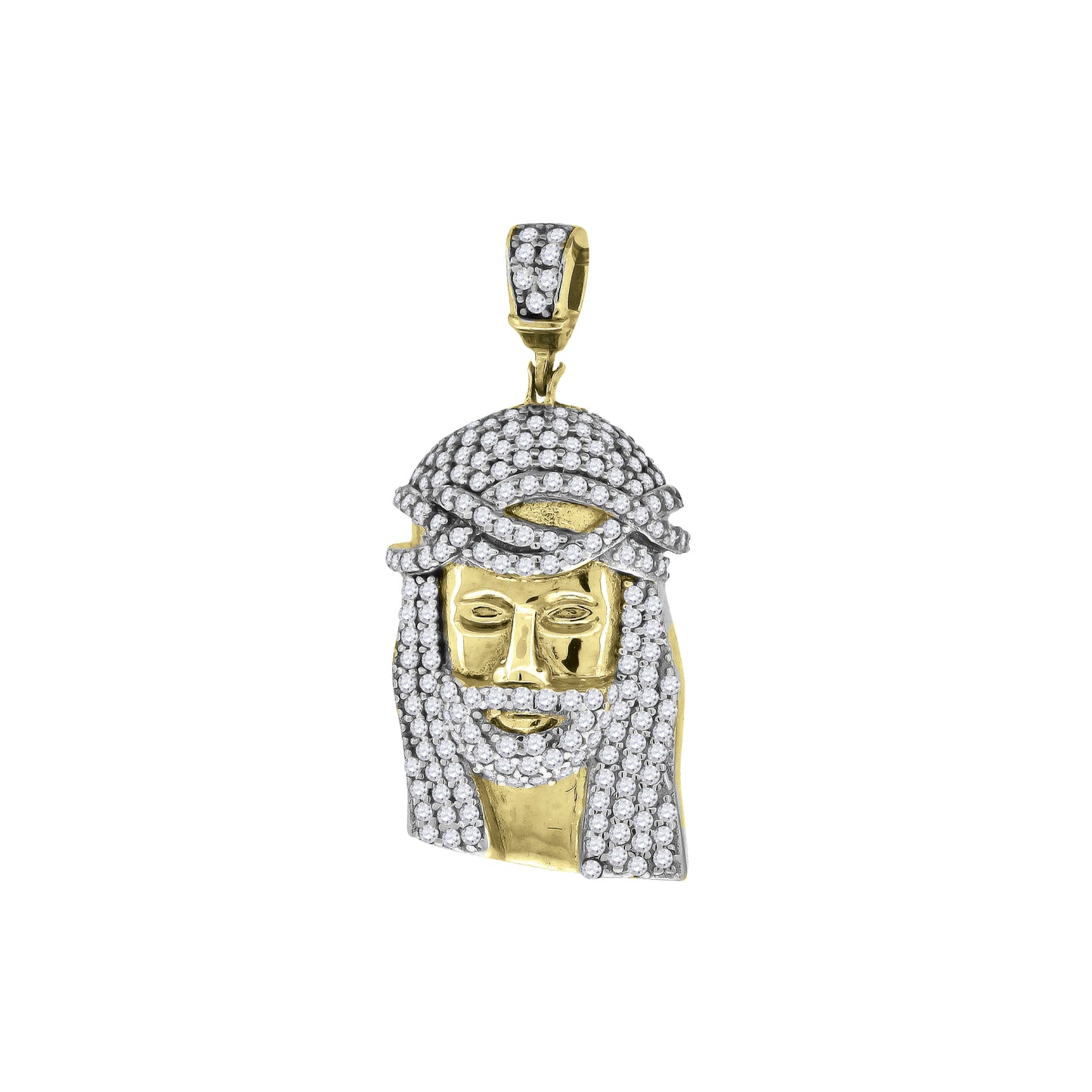 Sterling Silver Mens Cubic Zirconia Jesus Religious Charm Pendant
