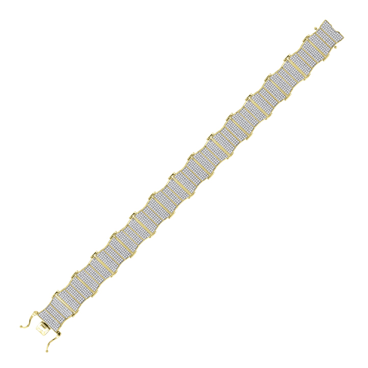 Sterling Silver Unisex Micropave Cubic Zirconia Link Bracelet