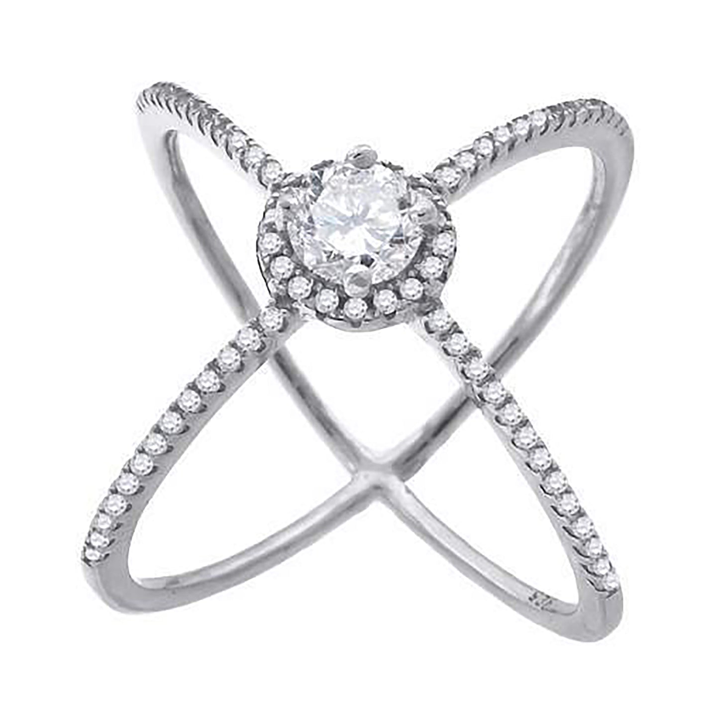 Sterling Silver Womens Cubic-Zirconia Criss Cross Fashion Bridal Anniversary Wedding Engagement Band Ring