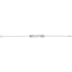 Sterling Silver 42 X 7 Mm 6 1/2-7 1/2 In Polished Engravable Pierced Cross Bracelet